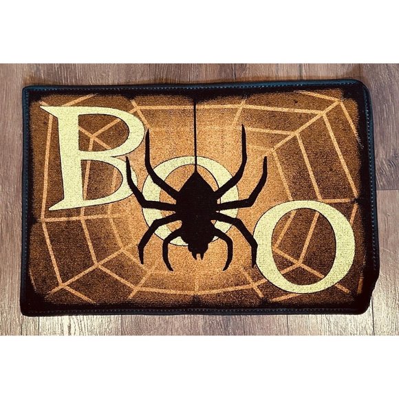 Halloween Boo Spider Spiderweb Doormat Rug Indoor Holiday 27” X 17.5” Spooky - Picture 1 of 5